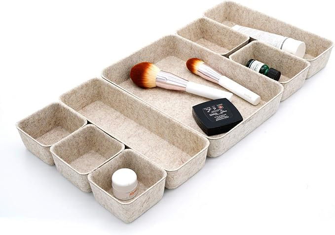 Welaxy Drawer organizer trays Felt storage bins office Desk Draw dividers Nordic Lifestyle Natura... | Amazon (US)