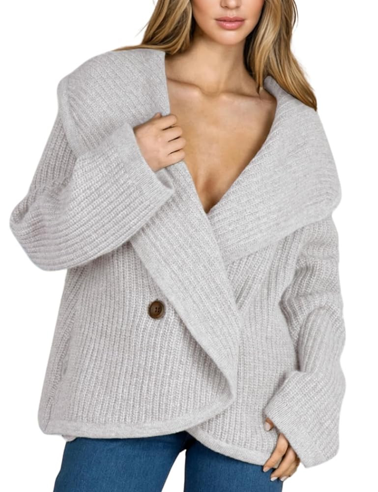 Women's Long Sleeve Knit Loose Sweater Cardigan Oversized Jacket | Amazon (US)