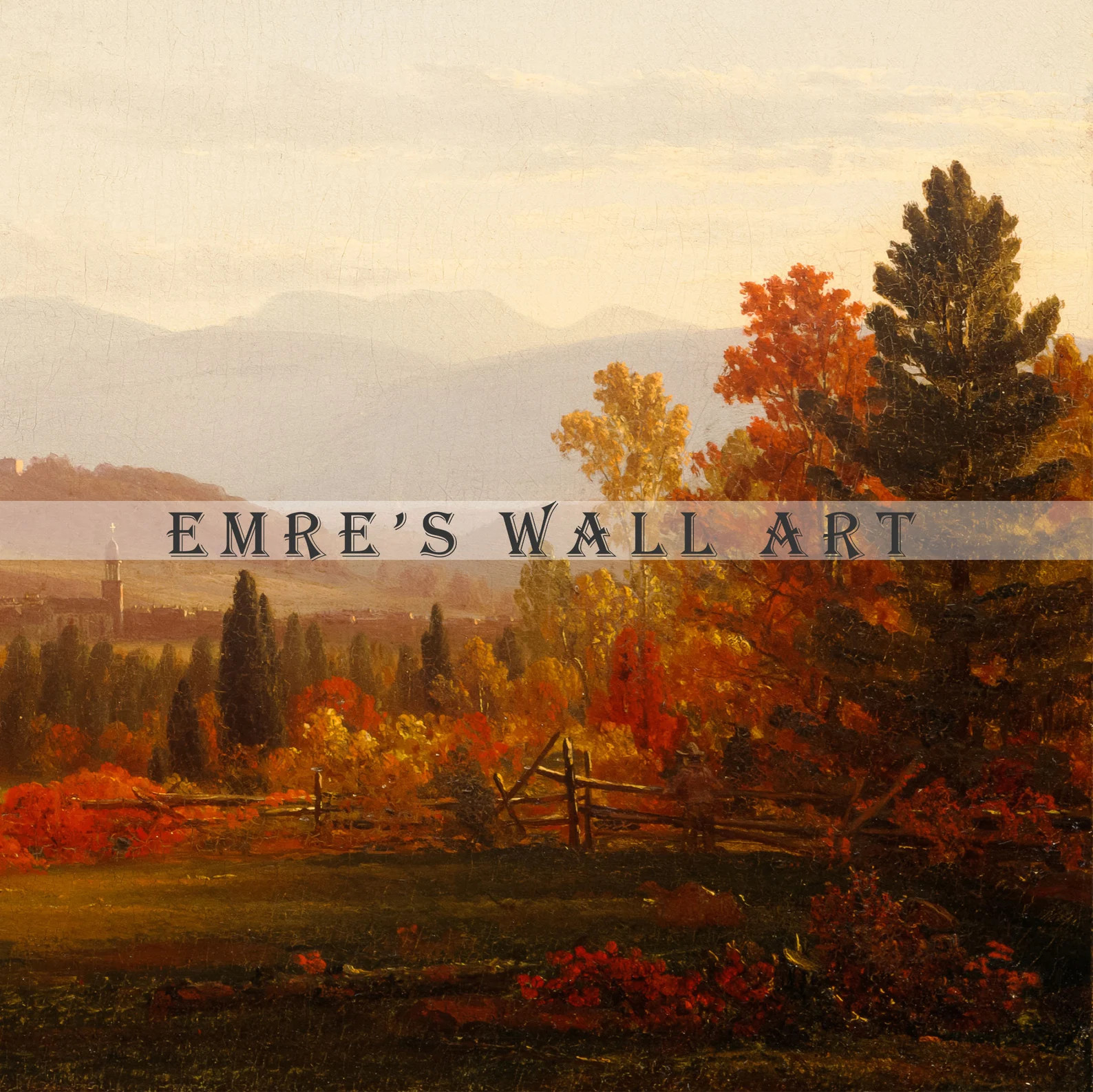 Moody Fall Landscape, Warm Tone Autumn Wall Decor, Autumn Landscape Oil Painting, Vintage Rustic ... | Etsy (US)