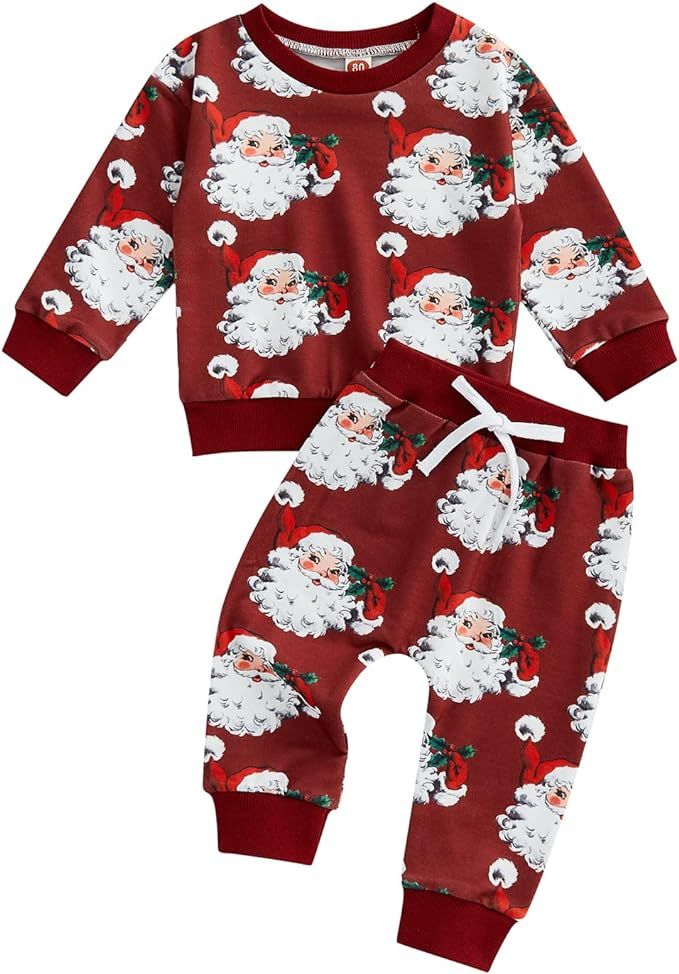 2Pcs Toddler Baby Boy Girl Sweatshirt Tops Pants Set Long Sleeve Sweatsuit Fall Winter Outfits | Amazon (US)