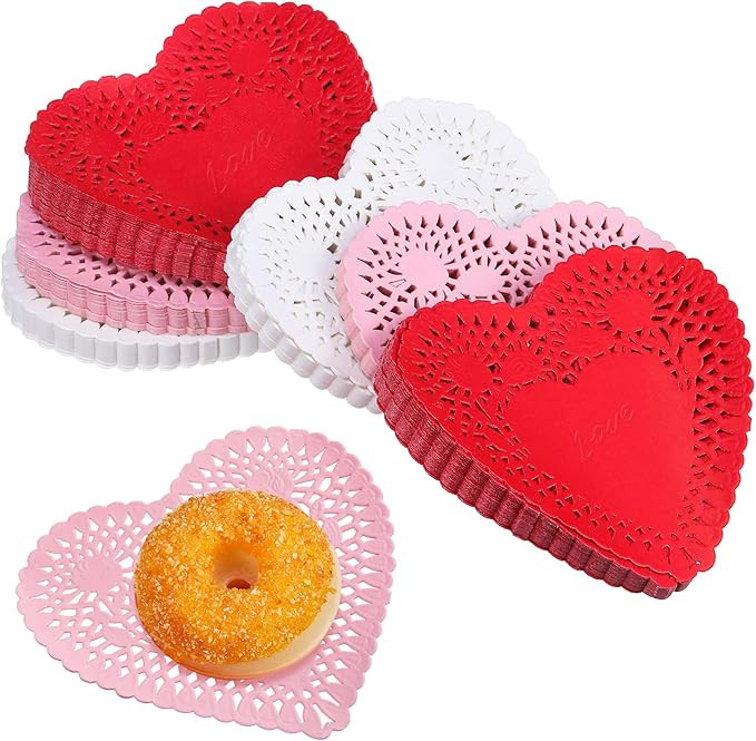 TOODOO 450 Pcs Valentine Doilies Heart 4 Inch Valentines Heart Shaped Doilies Doily Paper Cutouts... | Amazon (US)