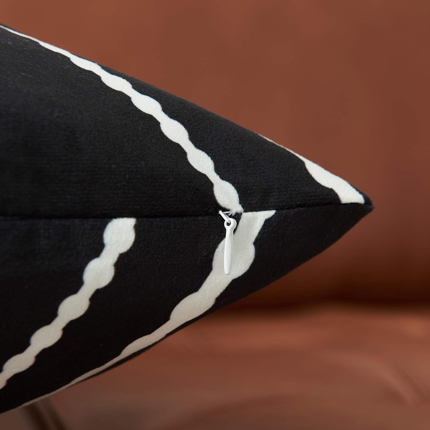 Set of 2 Black Pillow Covers 18 x 18 inches Boho Aztec Polyester Blend Square Decorative Throw Pi... | Amazon (US)