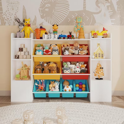 Toy Storage Organizer with 8 Toy Bins, 54.7" Wide Toddler Bookcase Storage Cabinet, Toy Organizers and Storage, Kids Bookshelf and Bookcase | Target