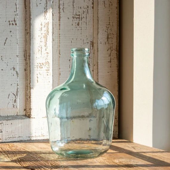 Large Blue Glass Cellar Bottle Glass Bottle Decor Tall Tapered Glass Jug Centerpiece Glass Vase | Etsy (US)