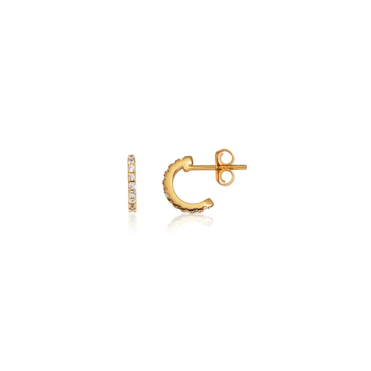 Sterling Silver Crystal Mini Hoop Earrings (Gold) | Abbott Lyon