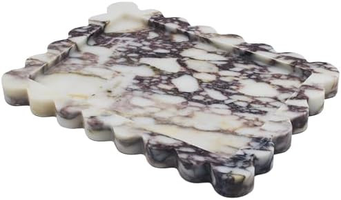 Genuine Calacatta Viola Scalloped Marble Tray, Real Natural Marble Stone Tray, Luxury Decorative ... | Amazon (US)