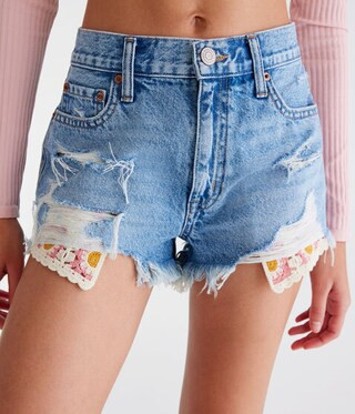 High-Rise Denim Shorty Shorts | Aeropostale