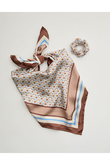 Aerie Satin Headscarf and Scrunchie Women's Cake Batter One Size | American Eagle Outfitters (US & CA)