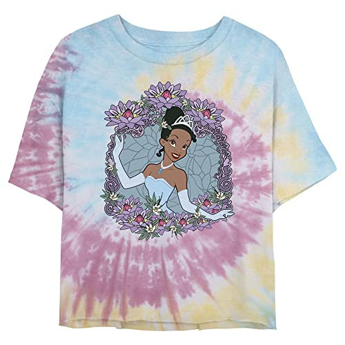 Disney Princess Tiana Love Women's Fast Fashion Short Sleeve Tee Shirt, BLU/PNK/LY, Large | Amazon (US)