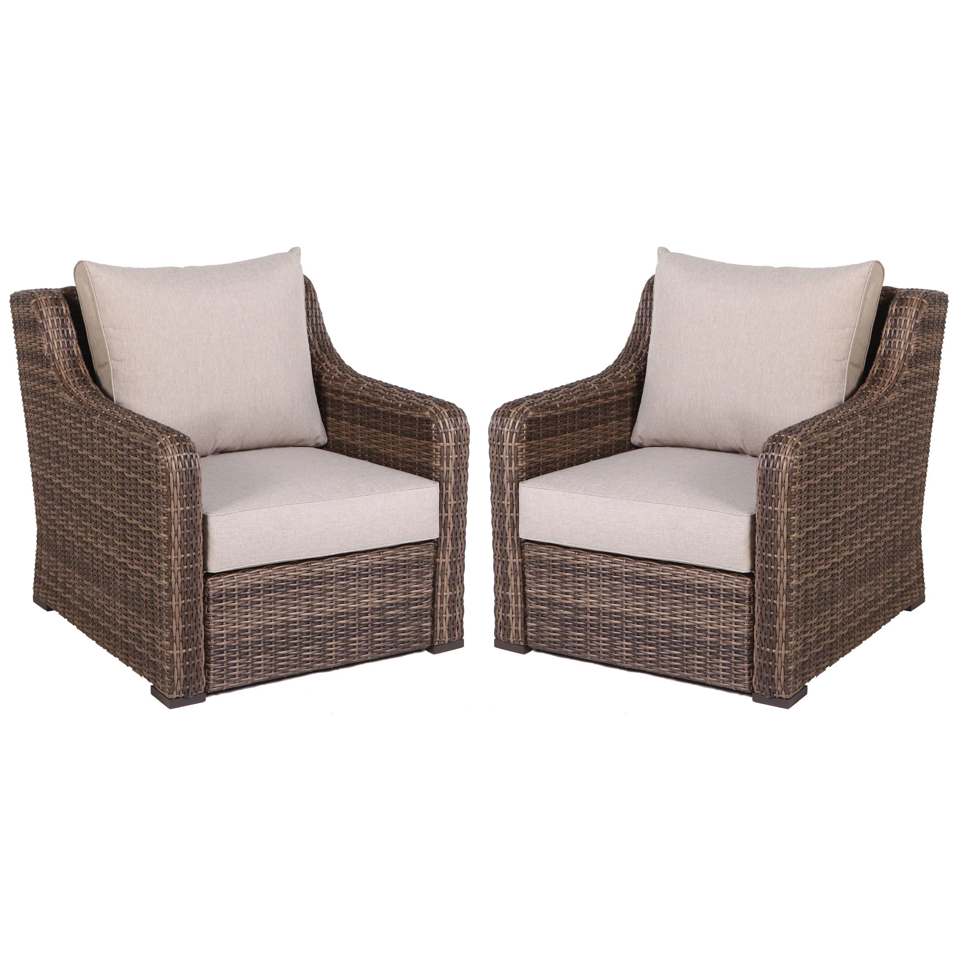 Better Homes & Gardens Hawthorne Park Outdoor Wicker Lounge Chair - Set of 2 | Walmart (US)