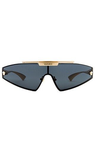 Shield Sunglasses in Black & Gold | Revolve Clothing (Global)