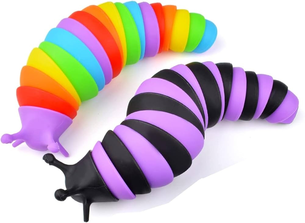 Fidget Slug Toy 2 Pcs - Sensory Slug Fidget Toys for Toddlers, Kids, Adults - 3D Cute Articulated... | Amazon (US)