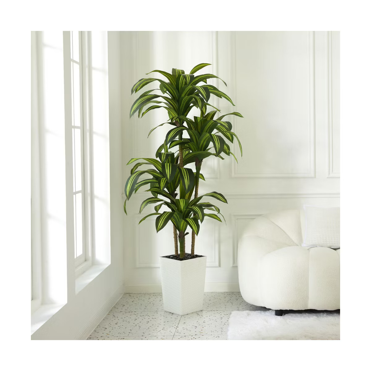5-6ft UV & Sunproof Artificial Dracaena Tree for Indoor/Outdoor - Faux Silk Plant in Tall Planter... | Target