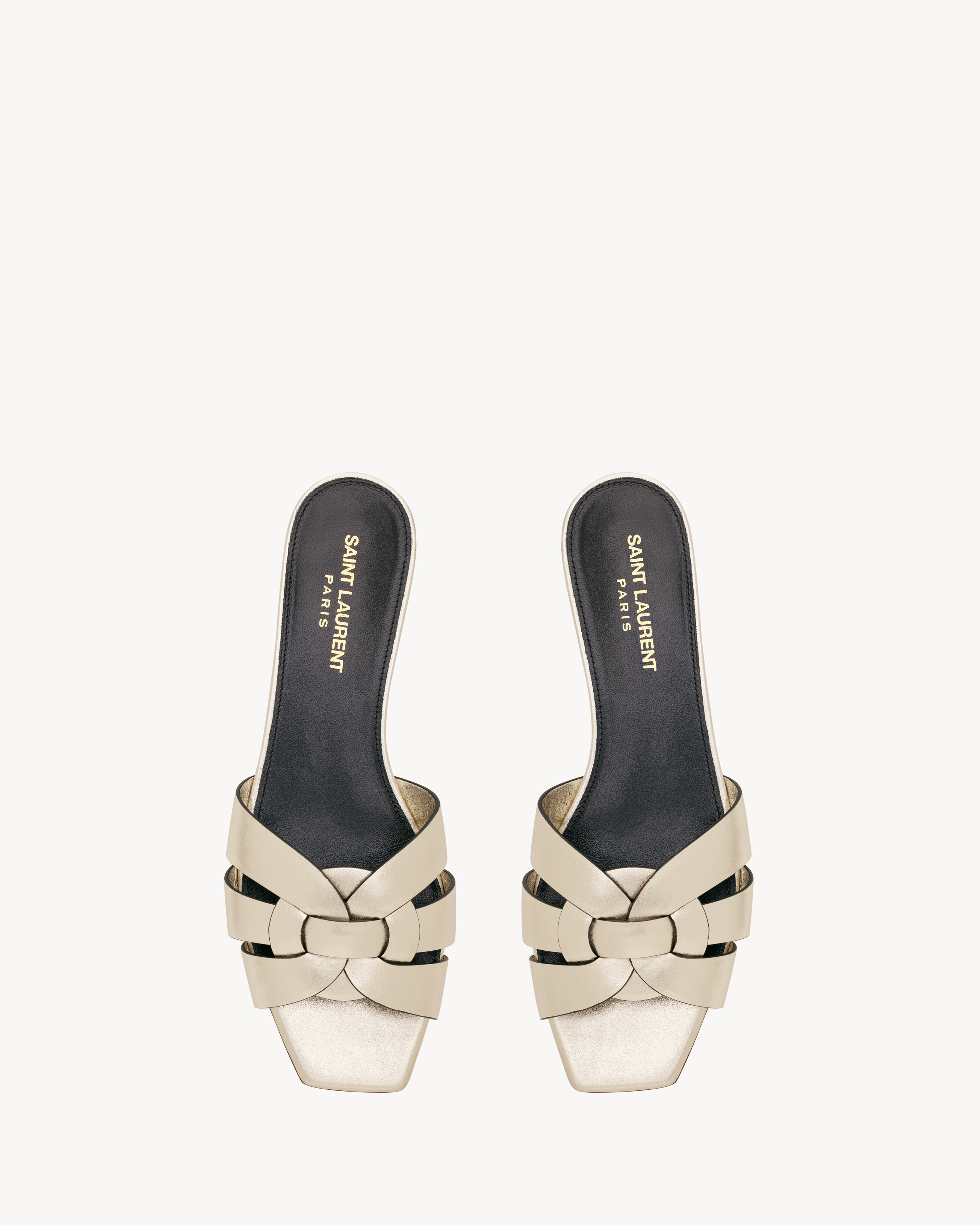 Saint Laurent Tribute Mules In Metallic Leather - Yellow/gold - Women - 34 | Saint Laurent Inc. (Global)