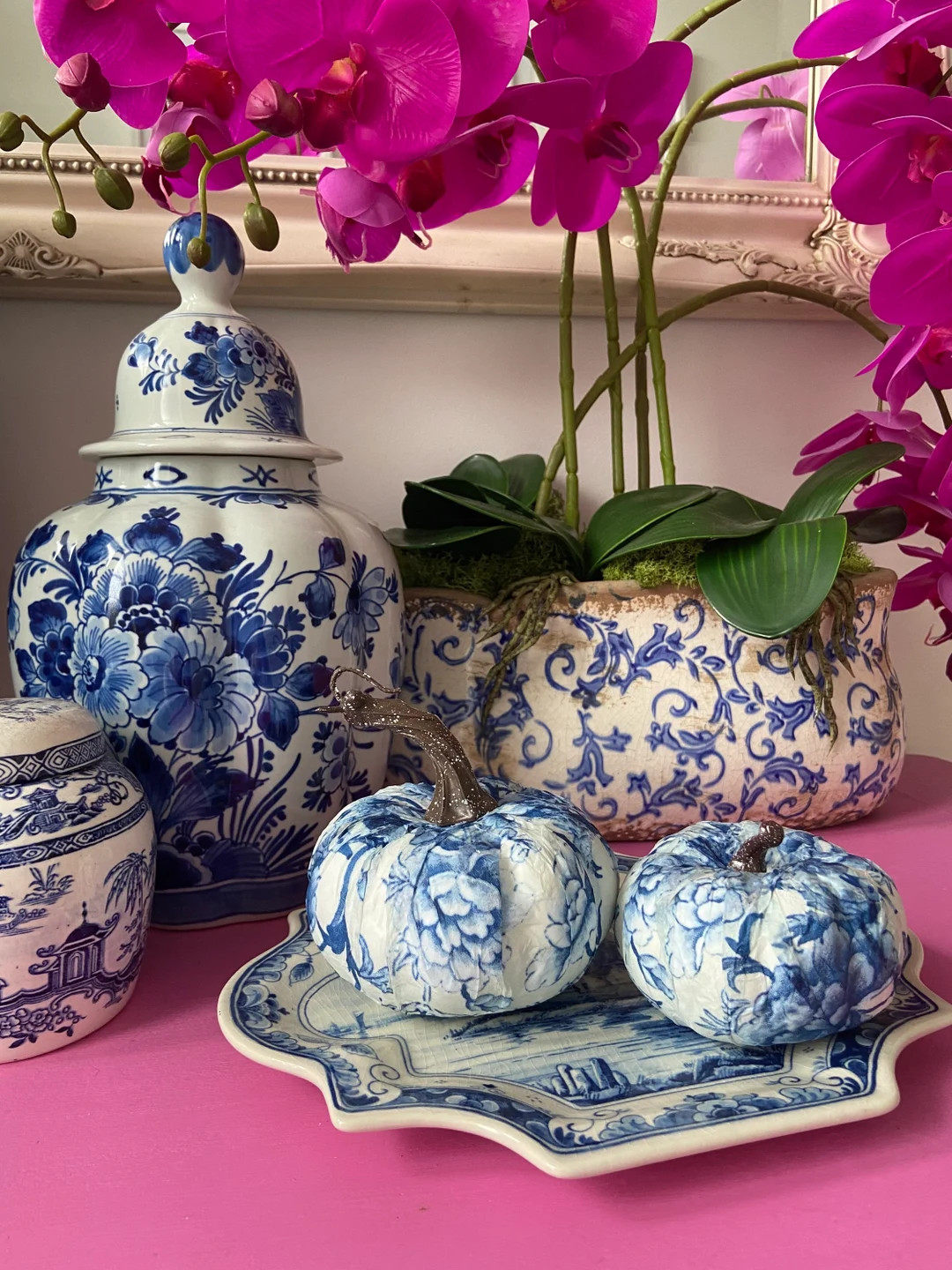 Blue and White Pumpkins Set of Two  Chinoiserie Delft Gzhel - Etsy | Etsy (US)