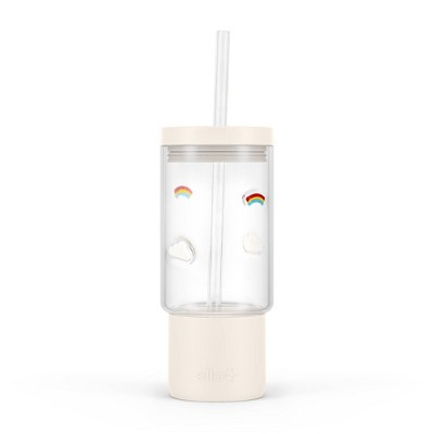 Ello Charmed 18oz Cloud Rainbow Glass Straw Tumbler Off White | Target