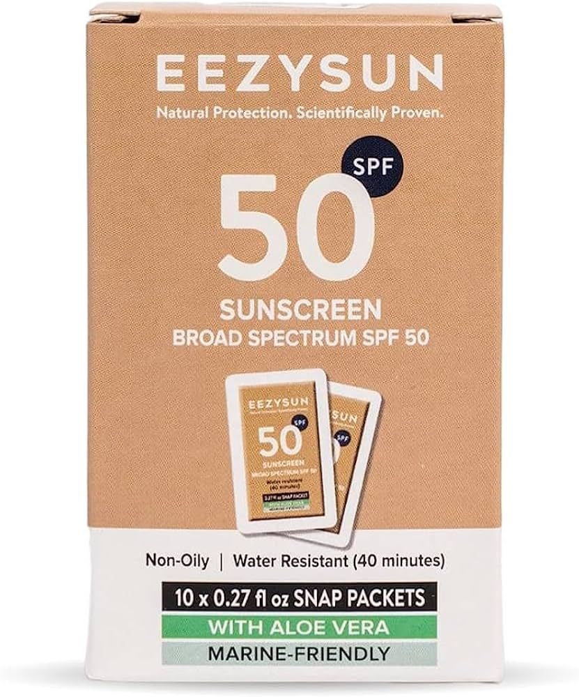 Mineral SPF 50 Travel Size Sunscreen Snap Packets | Infused with Aloe Vera | Vegan & Reef-Safe | ... | Amazon (US)