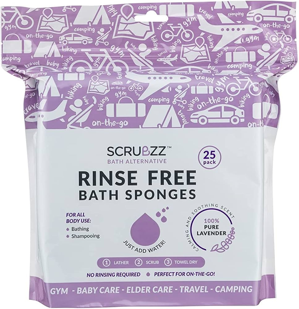Scrubzz Disposable No Rinse Bathing Wipes - 25 Pack - All-in-1 Single Use Shower Wipes, Simply Da... | Amazon (US)