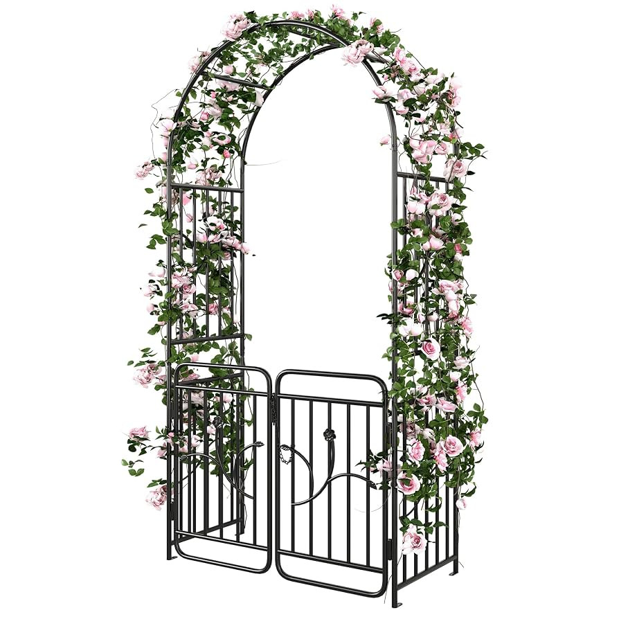 YITAHOME Metal Garden Arbor with Gate, Garden Arch for Climbing Plants Outdoor, Wedding Arches fo... | Amazon (US)