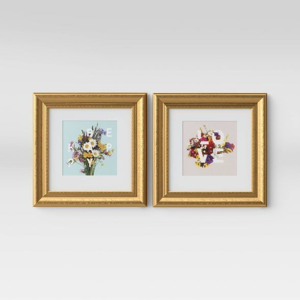 Set of 2 12"x12" Love and Be Happy Framed Wall Print  - Opalhouse™ | Target