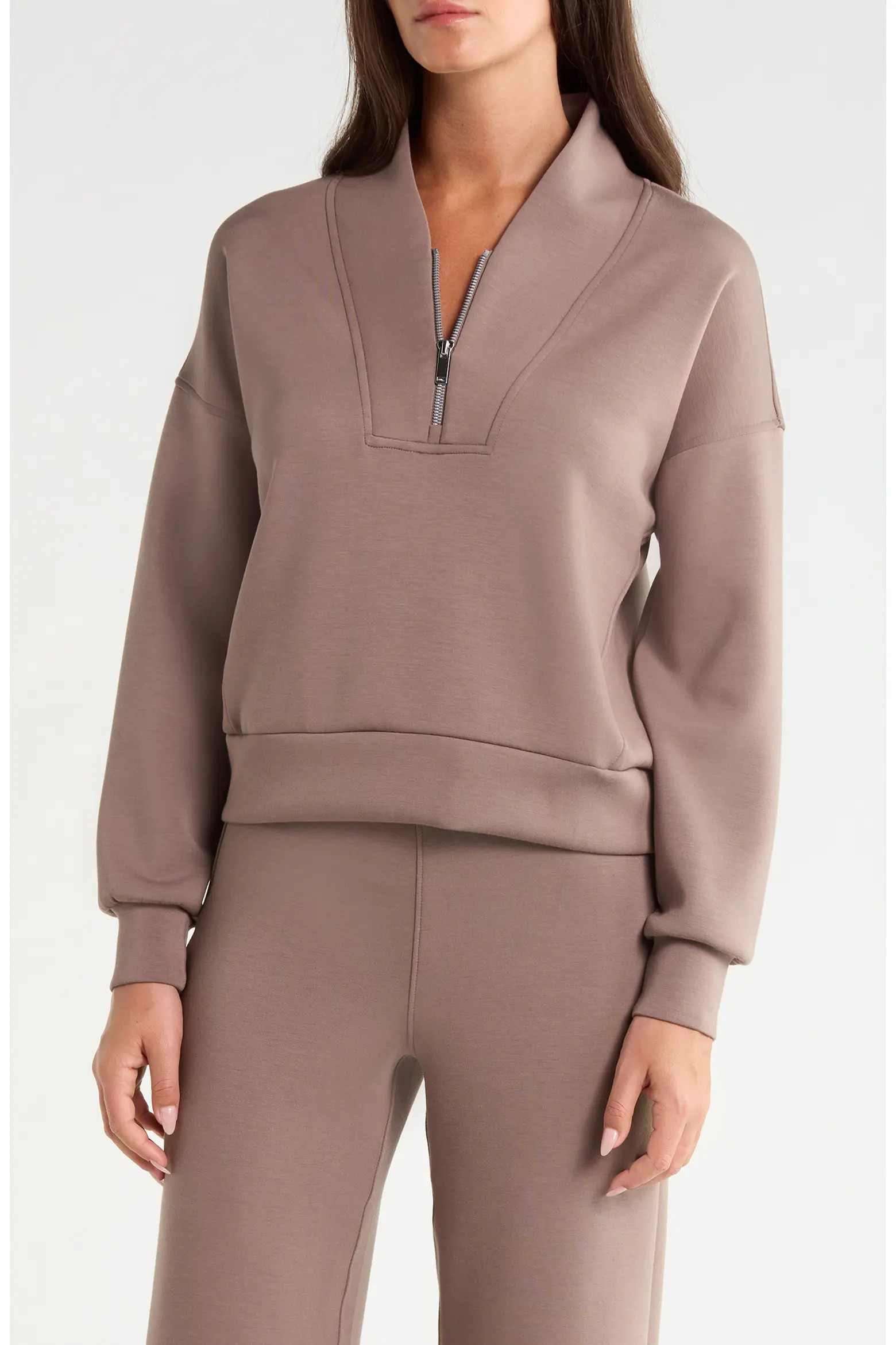 SPANX\u00ae AirEssentials Shawl Collar Quarter Zip Sweatshirt (Women) | Nordstrom | Nordstrom