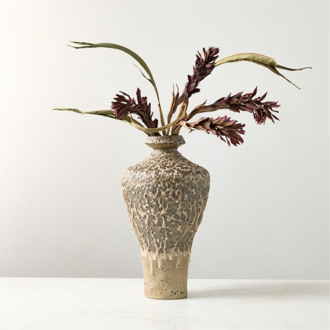 Rosalia Brown Ceramic Vase Large with Reactive Glaze | CB2