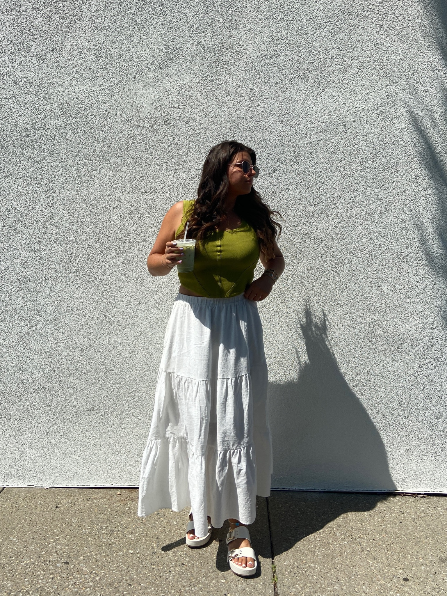 Simple summer outfit with white maxi skirt 💚 skirt size L & shoes TTS

#LTKunder50 #LTKSeasonal #LTKstyletip