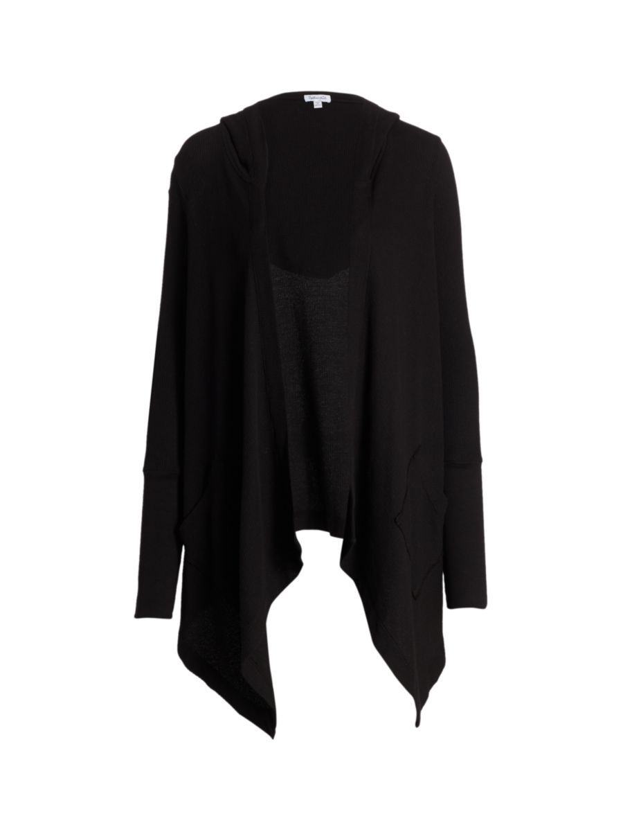 Hooded Draped Thermal Cardigan | Saks Fifth Avenue