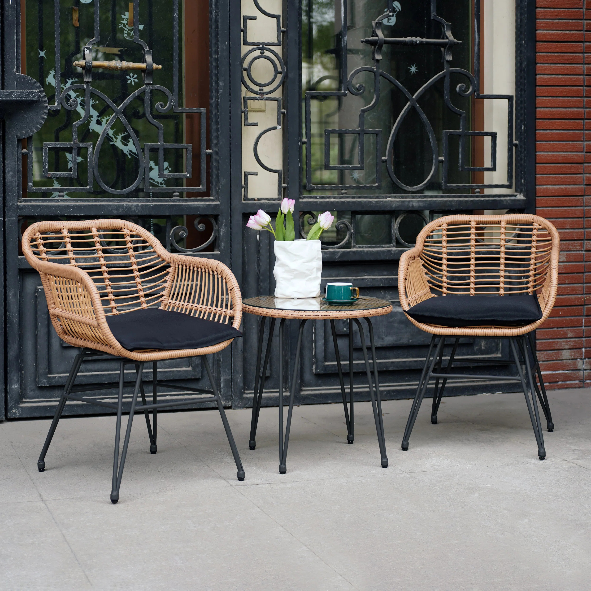 Virgie 3 Piece Wicker/Rattan Seating Group with Cushions | Wayfair North America