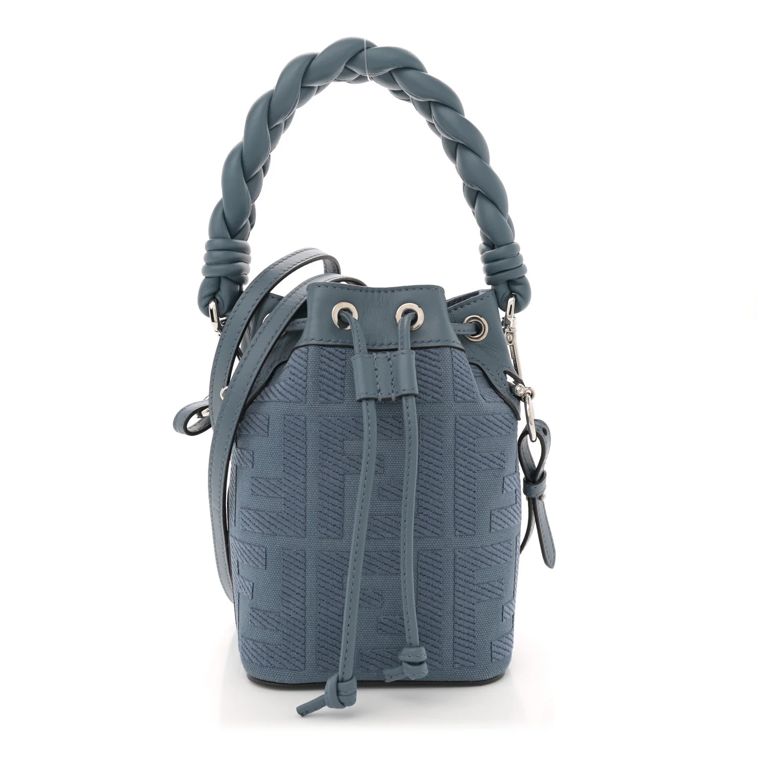 Canvas Vitello Grace F is Fendi FF Embroidered Mini Mon Tresor Bucket Bag Mirto | FASHIONPHILE (US)