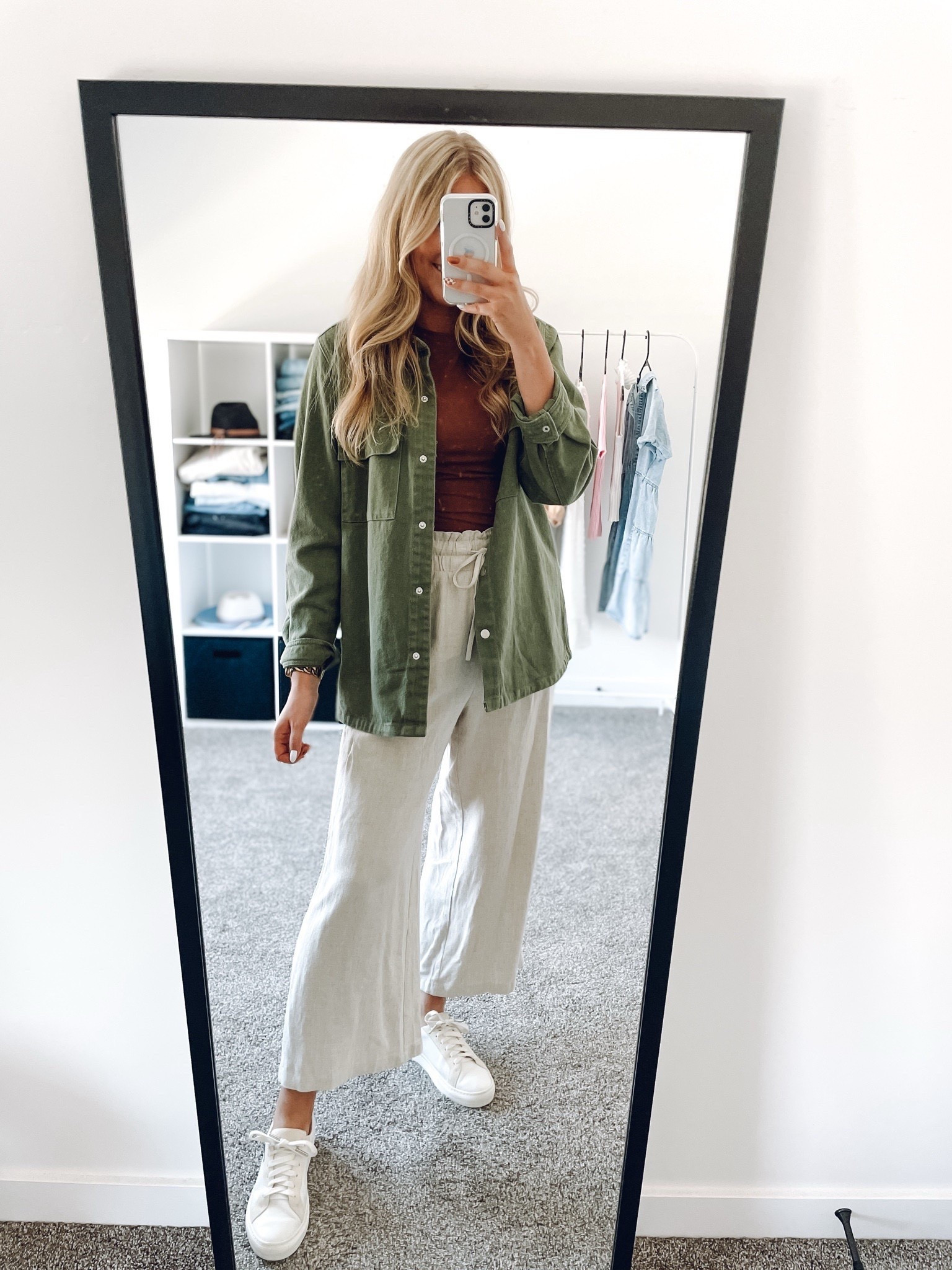 teacher outfit on deal!
These pants are some of my favs—so comfortable and come in more colors! 
Green denim jacket: sized up one to an L 
Brown top: true to size 
cream pants: true to size, wearing M
Sneakers: size up half—designed by podiatrists so they feel amazing

| teacher outfits | work outfits | fall outfits | teacher pants | fall fashion | teacher shoes | amazon fashion 

#LTKFindsUnder100 #LTKBacktoSchool #LTKWorkwear