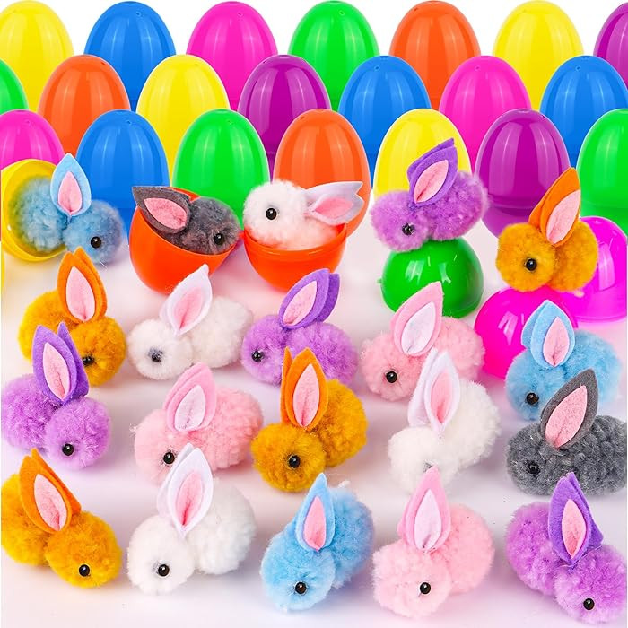 36 Pack Easter Eggs Fillers with Bunny Plush, Easter Basket Stuffers with Toys Inside Filled Mini... | Amazon (US)