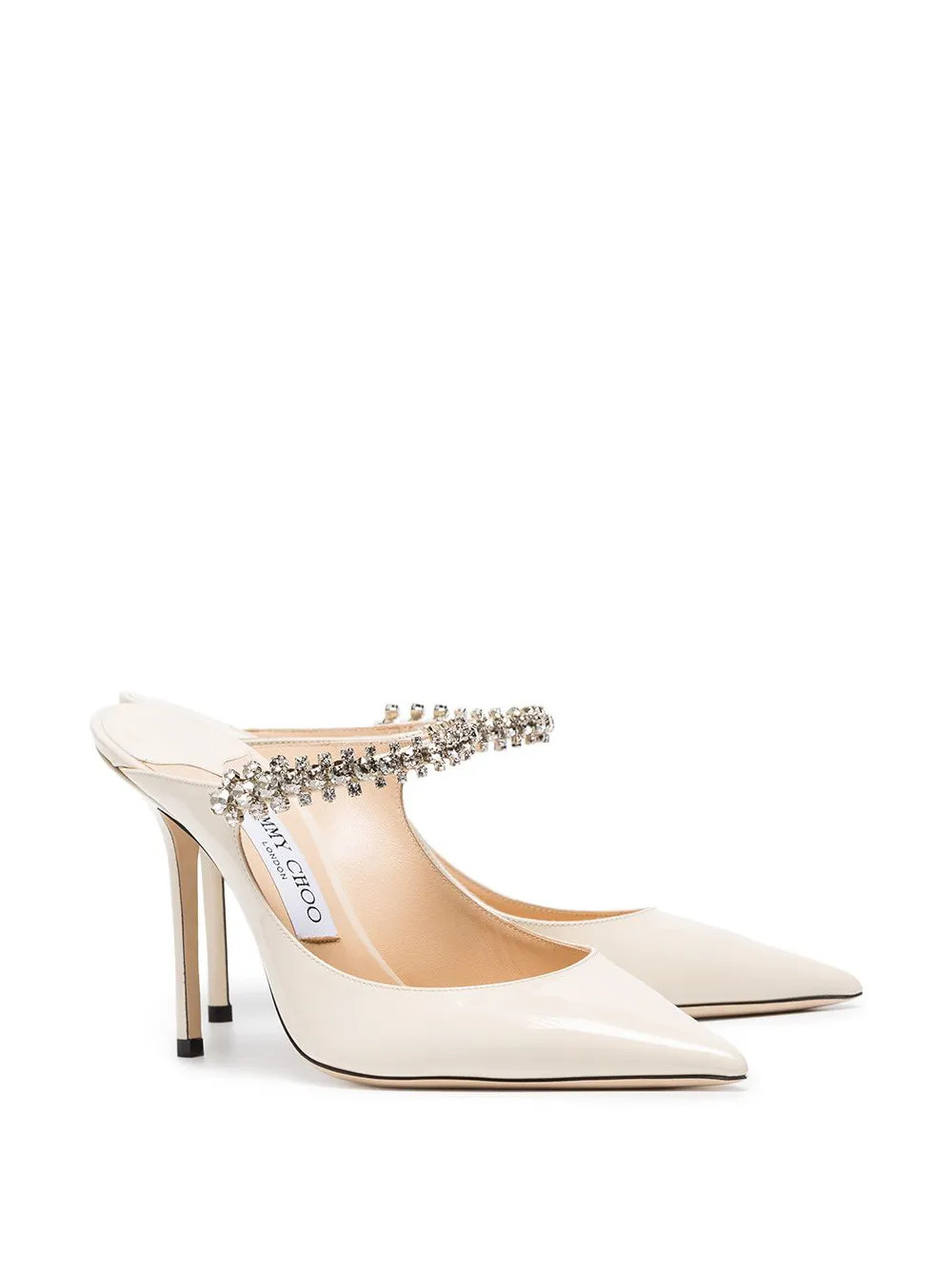 linen white Bing 100 crystal anklet patent leather mules | Farfetch (US)