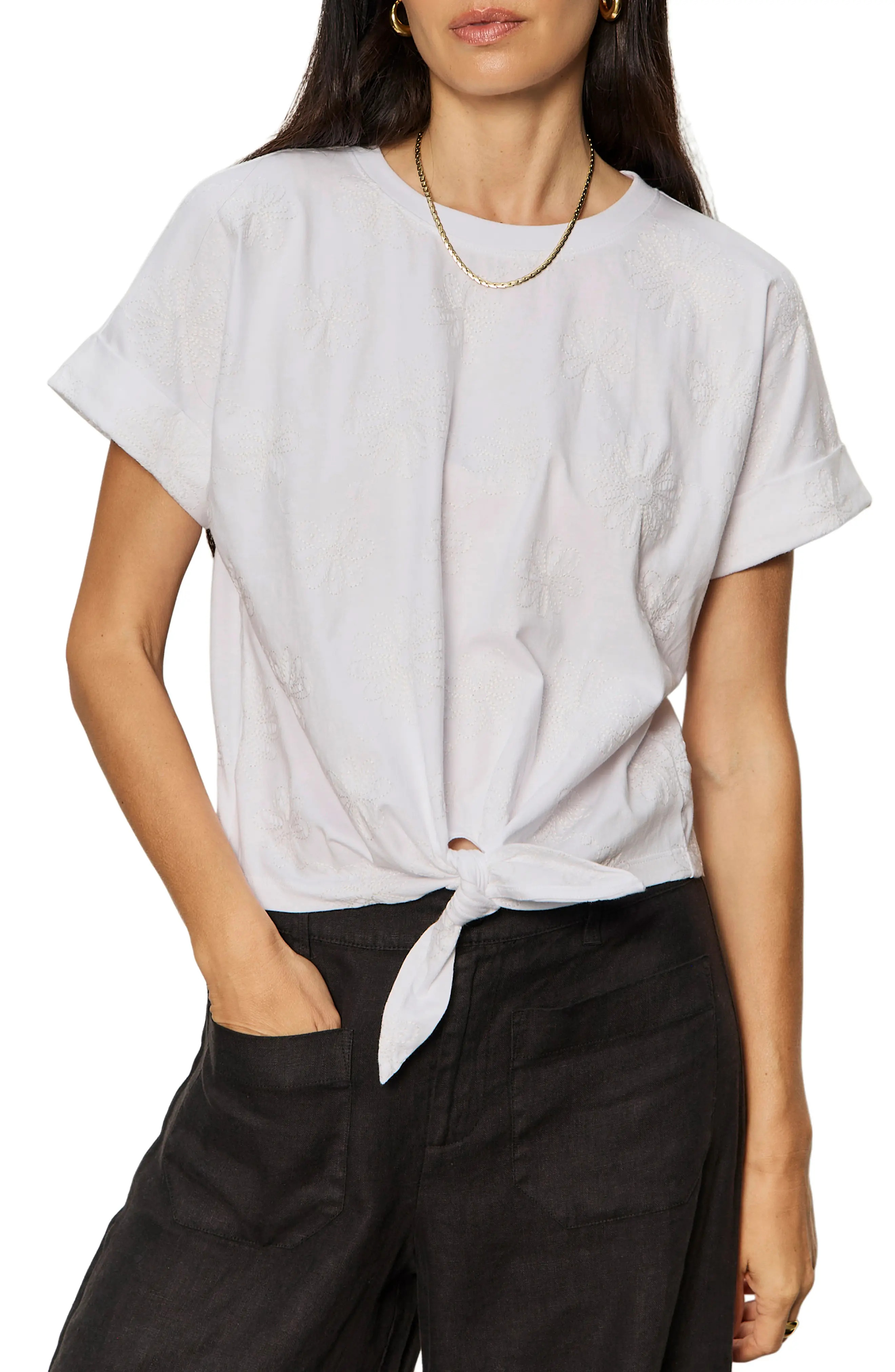 Sanctuary All Day Embroidered Tie Hem T-Shirt (Women) | Nordstrom | Nordstrom