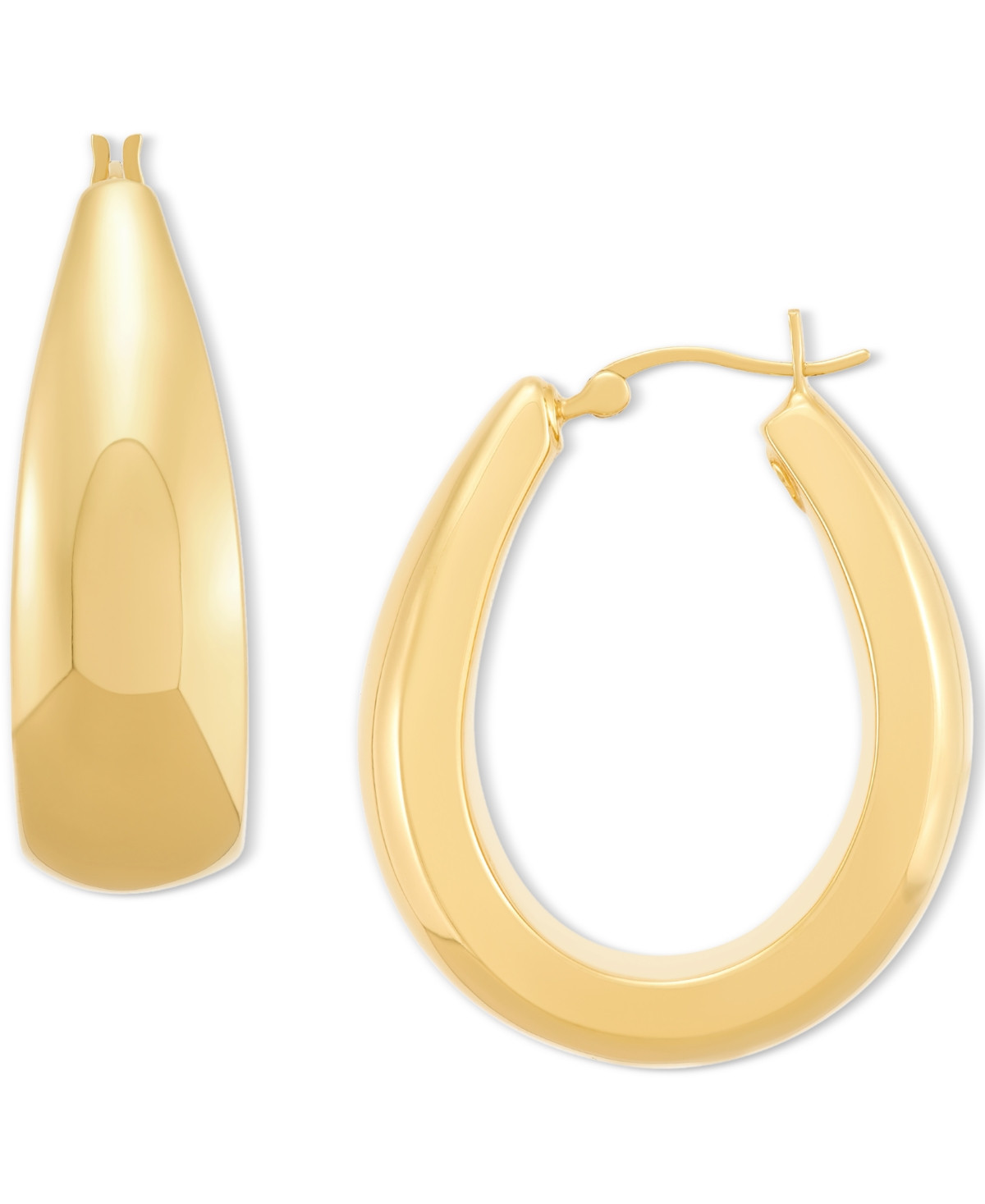 Polished Graduated Oval Medium Hoop Earrings in 14k Gold, 1-1/8" - Yellow Gold | Macy's