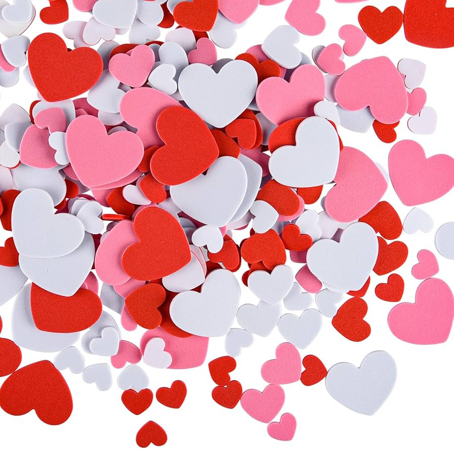 CHRORINE 350 Pcs Foam Heart Stickers Valentine's Day Self Adhesive Stickers Heart Shapes Colorful... | Amazon (US)