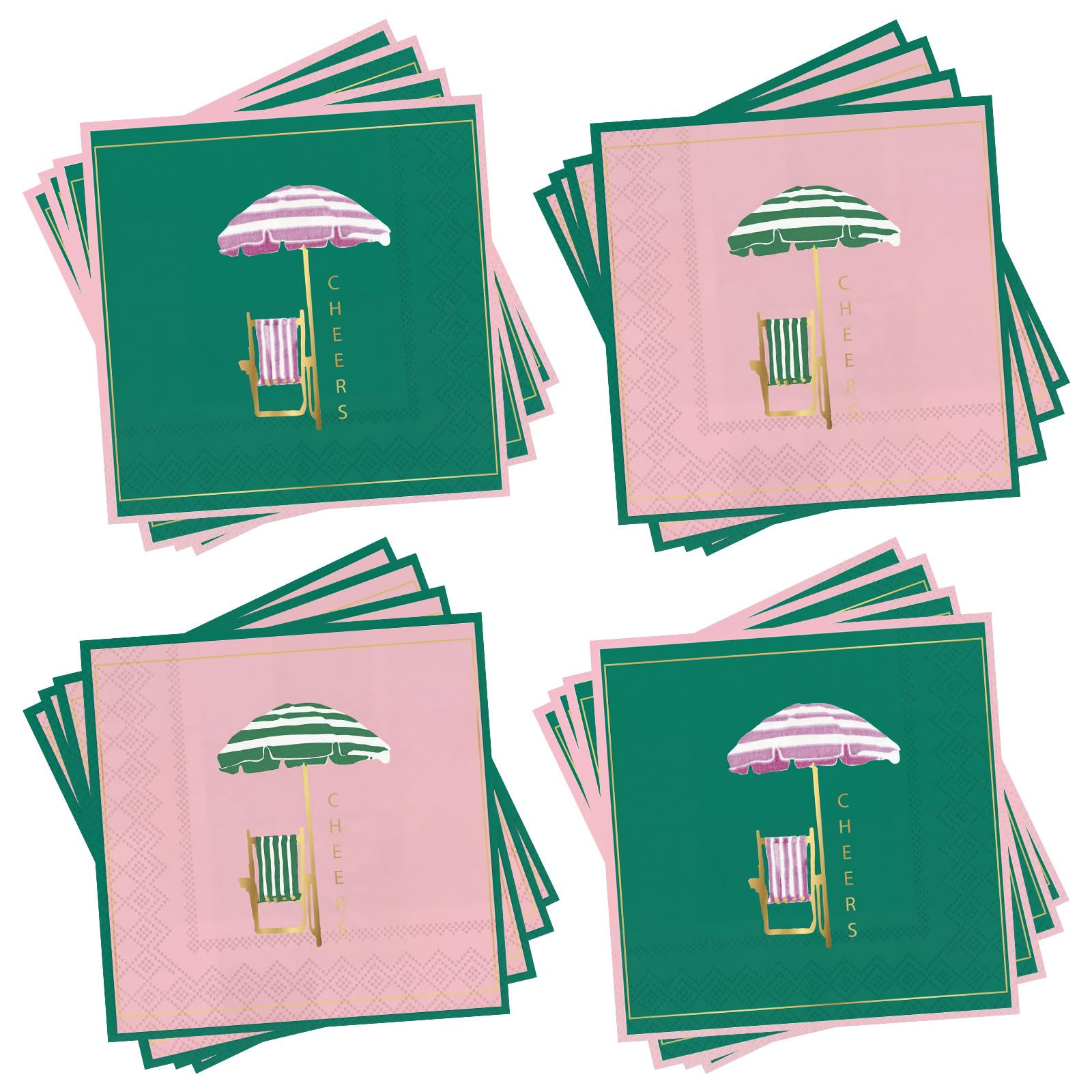 100 PCS Palm Beach Party Napkins Bulk - Disposable Umbrella Cheers Paper Cocktail Napkin for Spri... | Amazon (US)