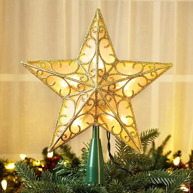ODEETRONIC Christmas Star Tree Topper Lights, 9.5in UL Certified 3D Star Tree Topper, Double Side... | Amazon (US)