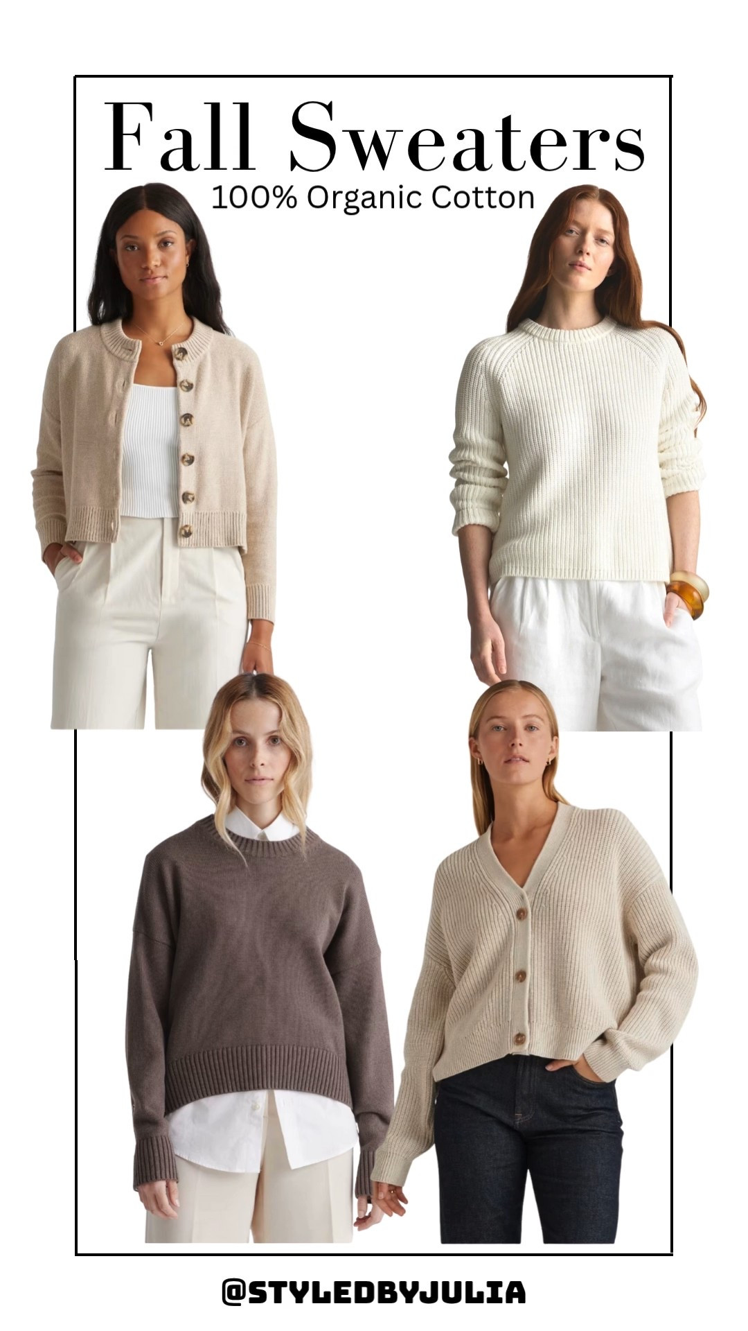 Fall sweaters neutral oversized sweaters organic cotton natural fibers cozy white tan 

#LTKOver40 #LTKMidsize #LTKStyleTip