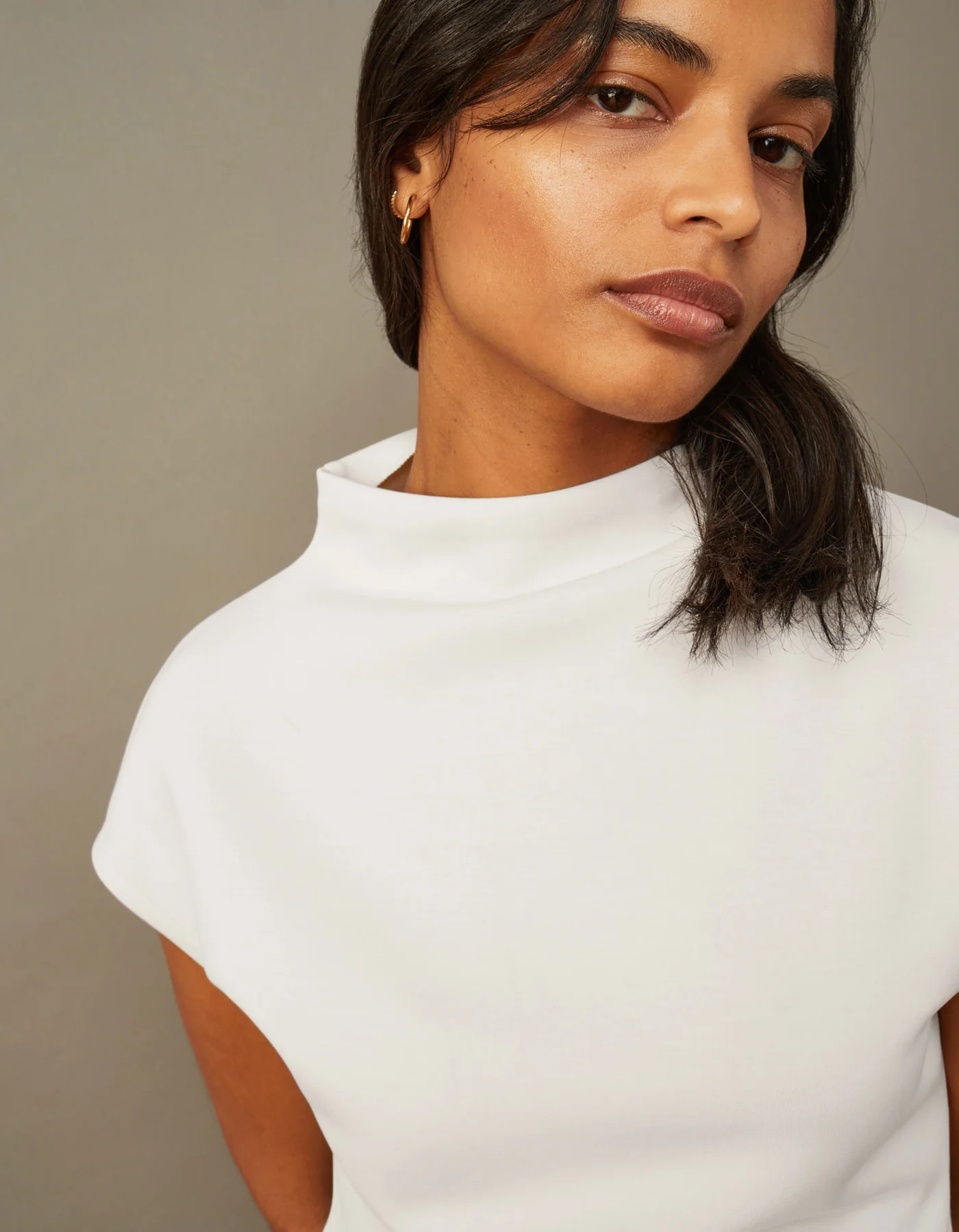 Cap Sleeve Mock Neck Top | ADAY