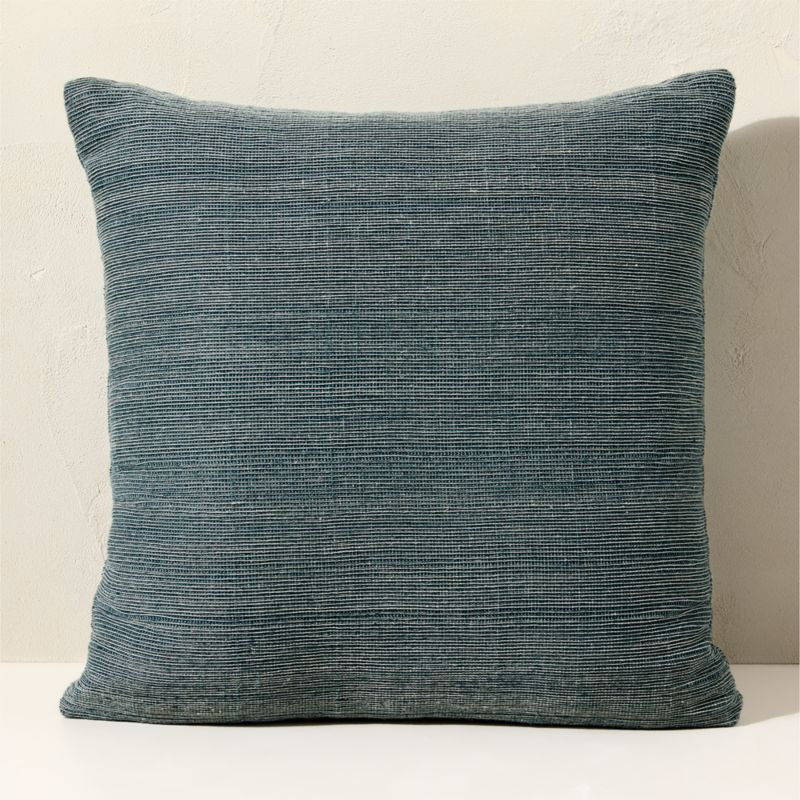 Alec Arctic Blue Textured Striped Outdoor Throw Pillow 23" | CB2 | CB2