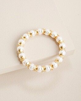 Gold-Tone and Faux-Pearl Stretch Bracelet | Chico's