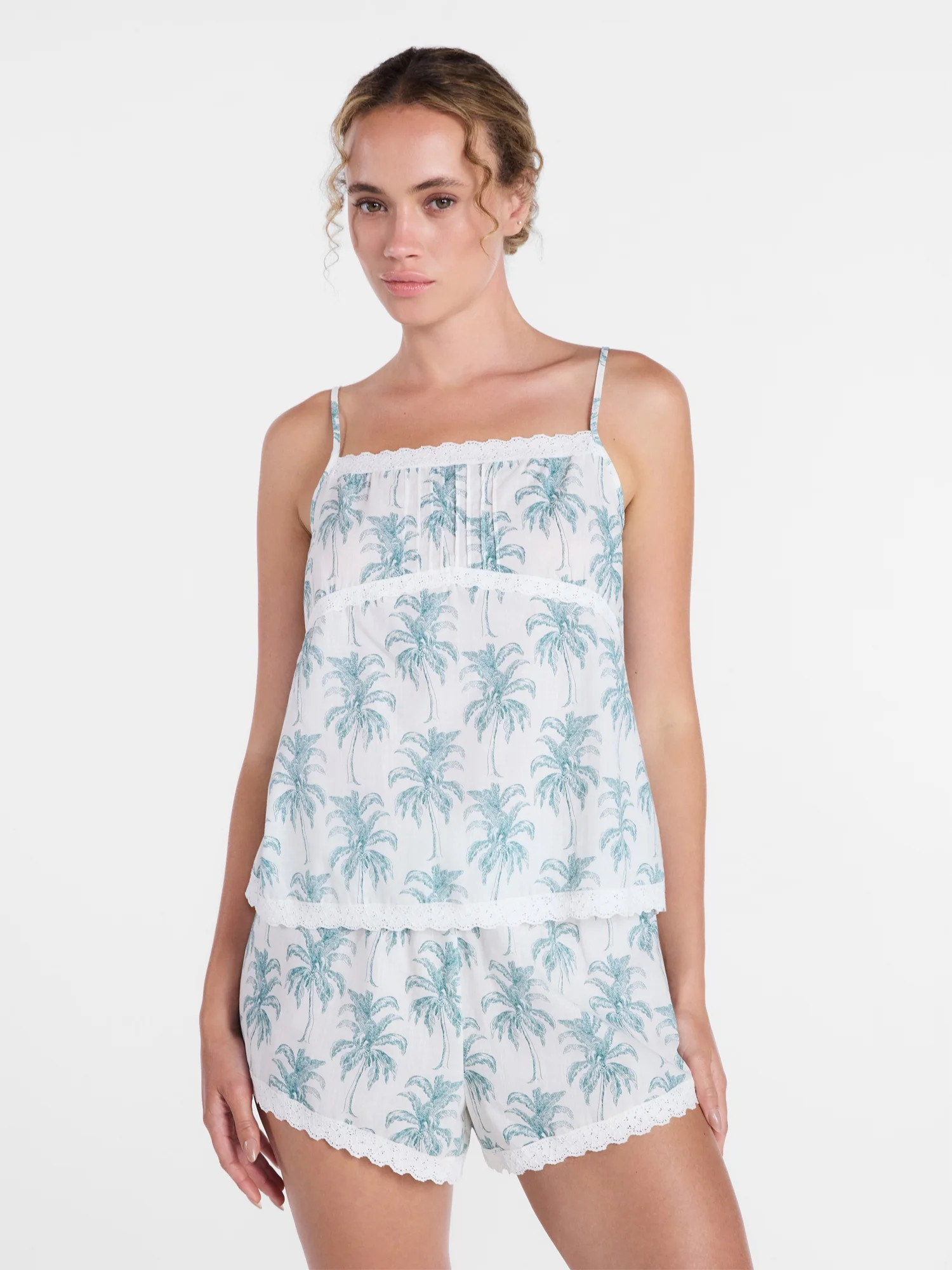 Joyspun Women s Sleep Cami and Shorts Set with Lace Trim Sizes XS-3X | Walmart (US)