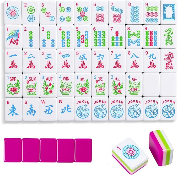 TIASUSAN Engraved American Mahjong Tile Set(4 Layer), 166 Acrylic Mahjong Tiles with A Carrying B... | Amazon (US)