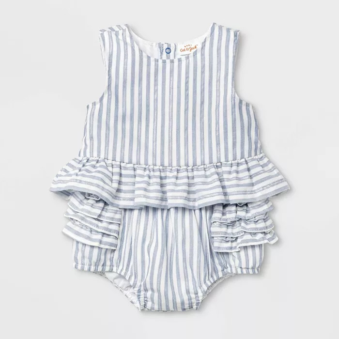 Baby Girls' Striped Bloomer Top & Bottom Set - Cat & Jack™ Blue | Target