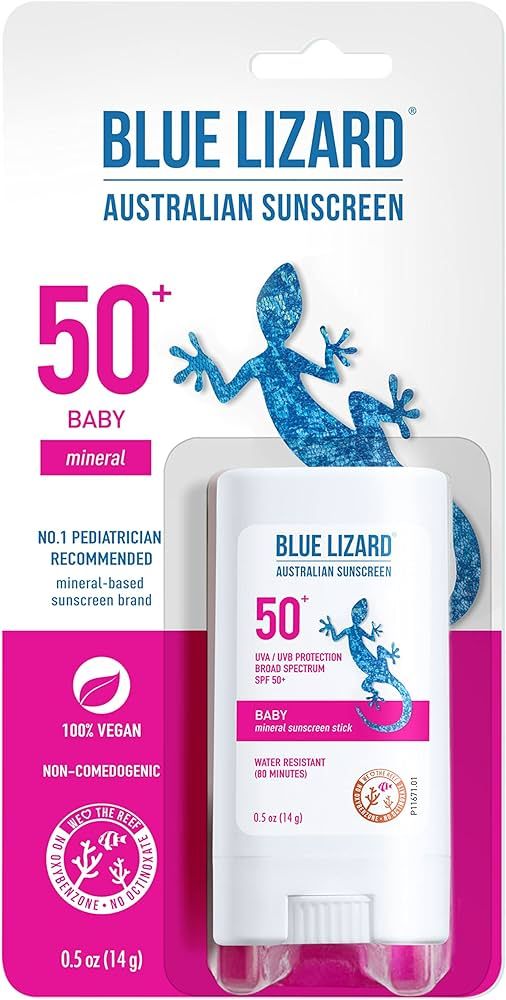 Blue Lizard BABY Mineral Sunscreen Stick with Zinc Oxide, SPF 50+, Water Resistant, UVA/UVB Prote... | Amazon (US)