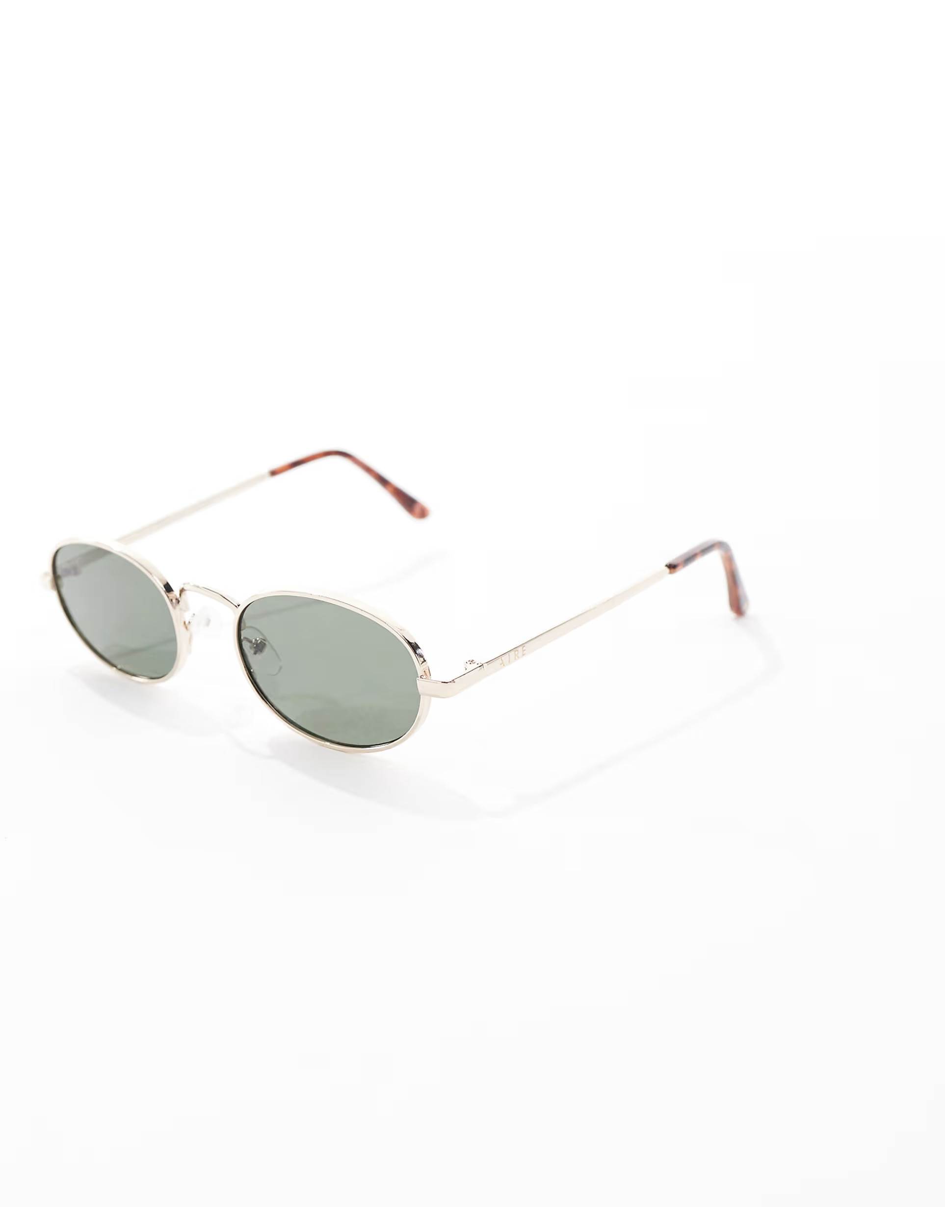 Aire Regulus round metal frame sunglasses with green lens in gold | ASOS (Global)