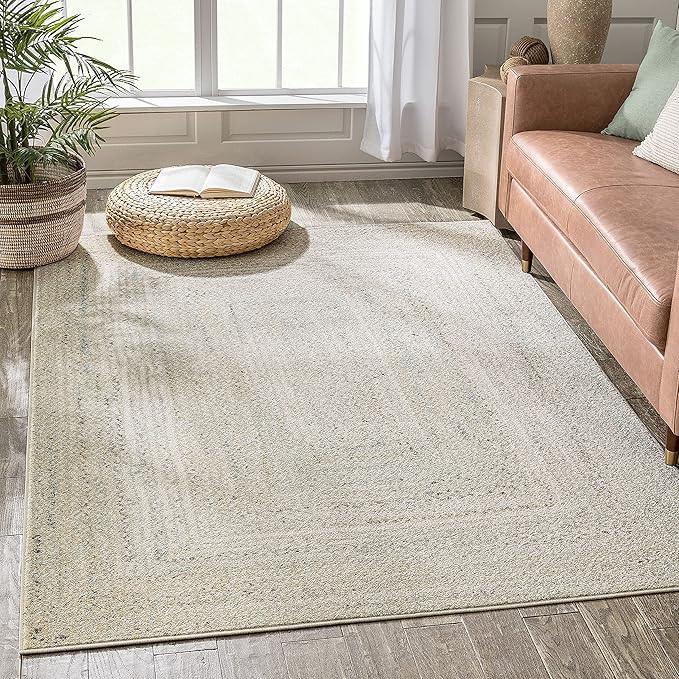 Well Woven Raggi Vintage Ivory Green Chindi Braided Pattern Area Rug (3'11" x 5'3") | Amazon (US)