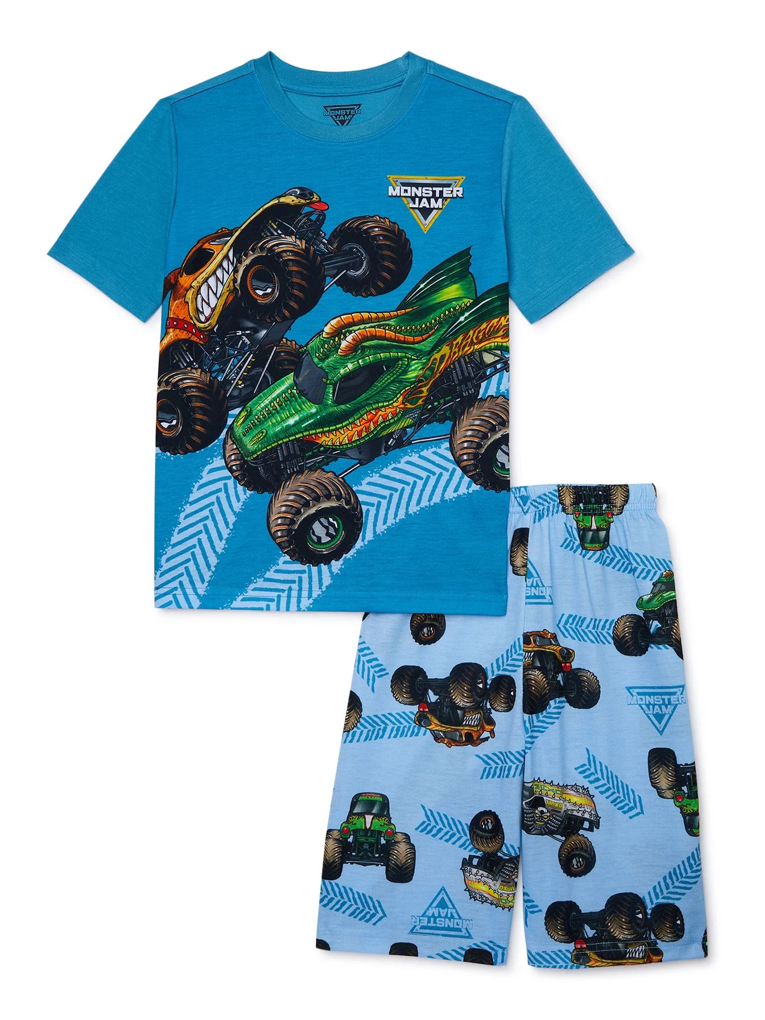Monster Jam Boys Short Sleeve and Shorts Pajama Set, 2-Piece, Sizes 4-12 - Walmart.com | Walmart (US)