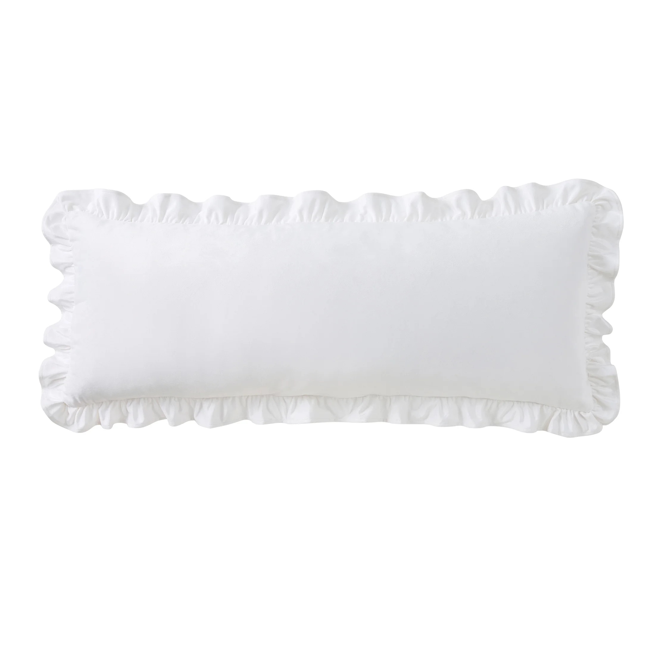 My Texas House 14" x 36" Bright White Ruffle Velvet Oblong Decorative Pillow | Walmart (US)